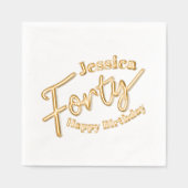 Veertig script gouden witte aangepaste naam 40e ve folie servetten (Voorkant)