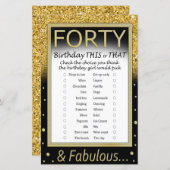 Veertig verjaardag dit of dat spel (Voorkant / Achterkant)