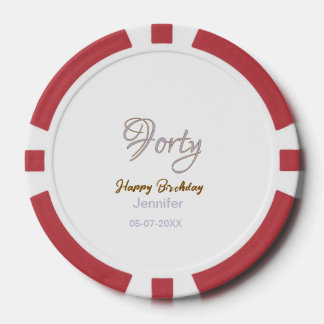 veertig verjaardag naam datum paars vet bruin 40st poker chips