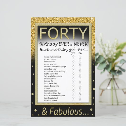 Veertig verjaardag ooit of nooit (Staand voorkant)