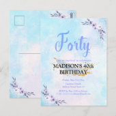 Veertig verjaardagsfeest Waterverf pastel Briefkaart (Voorkant / Achterkant)