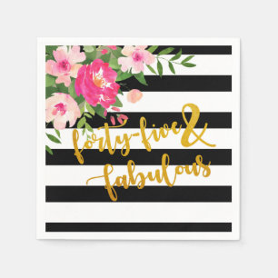 Veertig Vijf & Fabulous servet - Zwart/Witte Strep