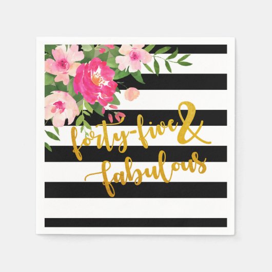 Veertig Vijf & Fabulous servet - Zwart/Witte Strep (Voorkant)