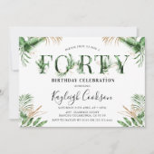 Veertig Zomer Tropisch Groen 40ste Verjaardagsfees Kaart (Voorkant)