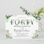 Veertig Zomer Tropisch Groen 40ste Verjaardagsfees Kaart (Staand voorkant)