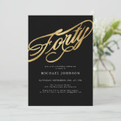 Veertig zwart en goud moderne 40e verjaardag kaart (Staand voorkant)