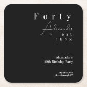 Veertig zwart-wit 40e verjaardagsfeest kartonnen onderzetters (Voorkant)