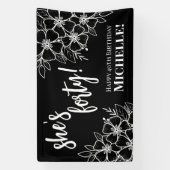 Veertig Zwart Wit 40e Verjaardagsfeestje Spandoek (Verticaal)