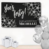 Veertig Zwart Wit 40e Verjaardagsfeestje Spandoek