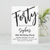 Veertig Zwart & Wit Modern 40e Verjaardagsfeest Kaart (Staand voorkant)