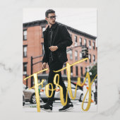 Veertig Zwart Wit Modern 40e Verjaardagsfeestje Go Folie Uitnodiging (Voorkant)