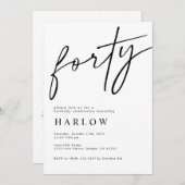 Veertig zwarte en witte uitnodiging (Voorkant / Achterkant)