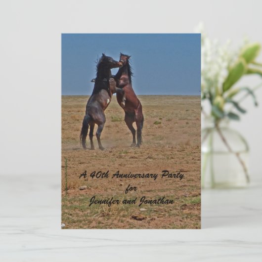 Veertigjarig Huwelijksfeest Dansende Paarden Perso Kaart (Staand voorkant)
