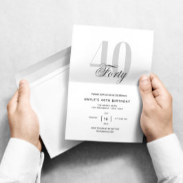 Veertigste - 40ste Verjaardagsfeestje Zwart & Wit Kaart
