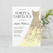 Veertigste Gouden Sparkle Dress 40ste Verjaardagsf Kaart (Staand voorkant)