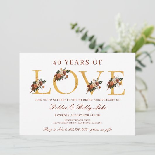 Veertigste Jubileum 40 jaar liefde Kaart (Staand voorkant)