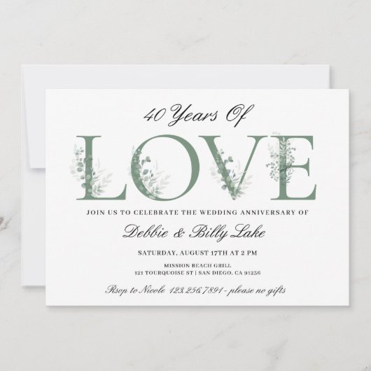 Veertigste Jubileum 40 jaar liefde Kaart (Voorkant)