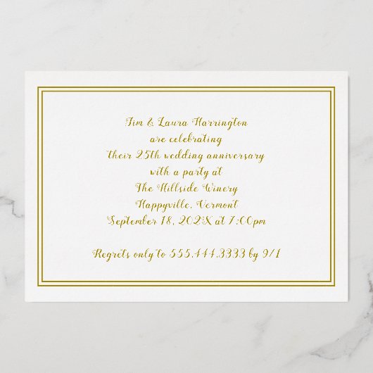 Veertigste Jubileum - goudkoorts uitnodiging (Achterkant)