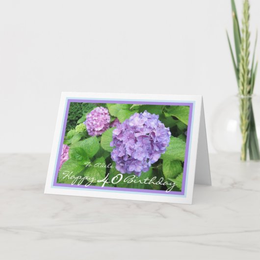 Veertigste verjaardag Adele Hortensia's Elegant Mo Kaart (Voorkant)
