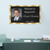 Veertigste verjaardag, goudfolie, zwart spandoek (Beurs)