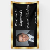 Veertigste verjaardag, goudfolie, zwart spandoek (Verticaal)