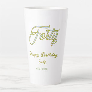 veertigste verjaardag naam datum blauw groen paste latte mok