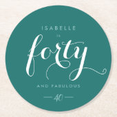 Veertigste verjaardag uitnodiging glamoureus ronde kartonnen onderzetter (Voorkant)