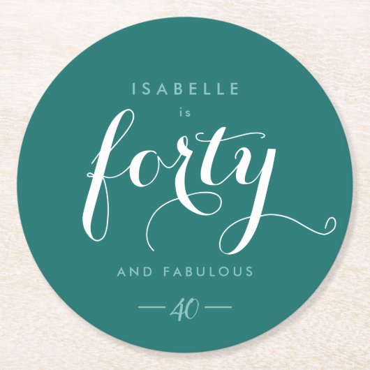 Veertigste verjaardag uitnodiging glamoureus ronde kartonnen onderzetter (Voorkant)