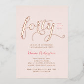 Veertigste verjaardag uitnodiging Glamoureuze Roze (Voorkant)