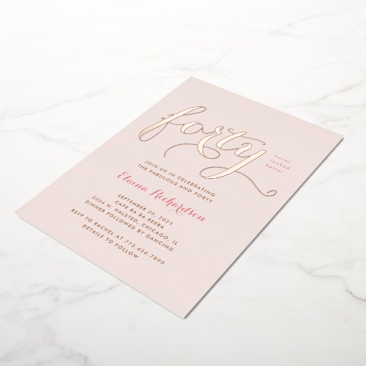 Veertigste verjaardag uitnodiging Glamoureuze Roze (Gedraaid)