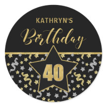 Veertigste Verjaardag Zwart en Goud Confetti
