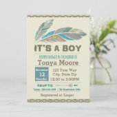 Veertribaal Baby shower Uitnodiging (jongen) (Staand voorkant)