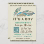 Veertribaal Baby shower Uitnodiging (jongen) (Voorkant / Achterkant)