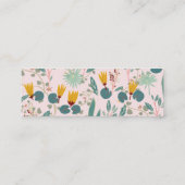 Veertuin Floral Botanisch Patroon Zacht Roze Mini Visitekaartje (Achterkant)