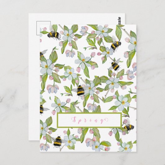 Veertuinbloei en hommels briefkaart (Voorkant / Achterkant)