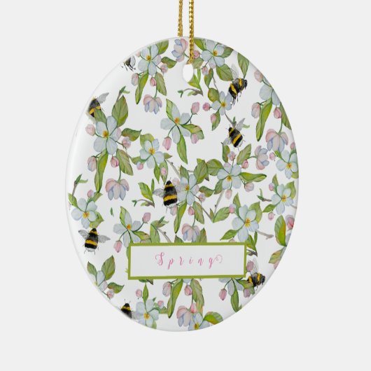 Veertuinbloei en hommels keramisch ornament (Rechts)