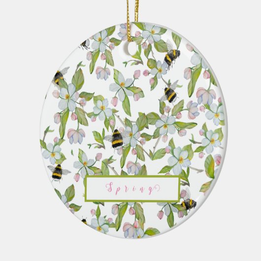 Veertuinbloei en hommels keramisch ornament (Links)