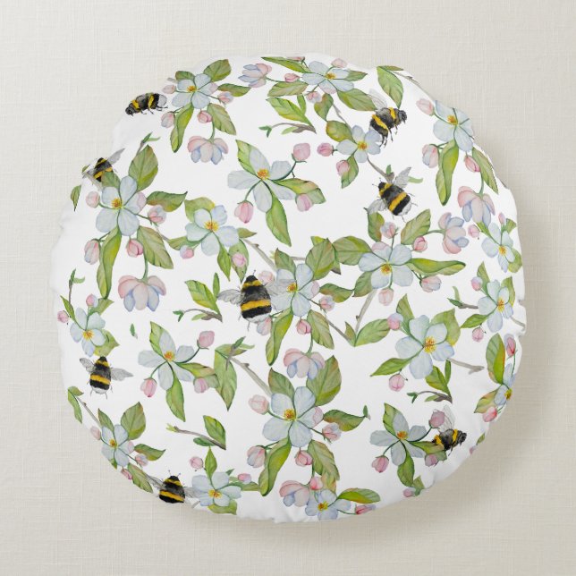 Veertuinbloei en hommels rond kussen (Voorkant)