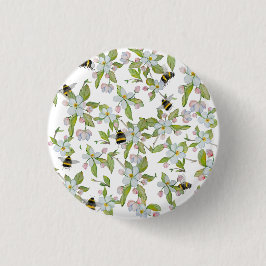 Veertuinbloei en hommels ronde button 3,2 cm