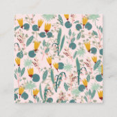 Veertuinen Botanische Patroonroze Vierkante Visitekaartje (Achterkant)