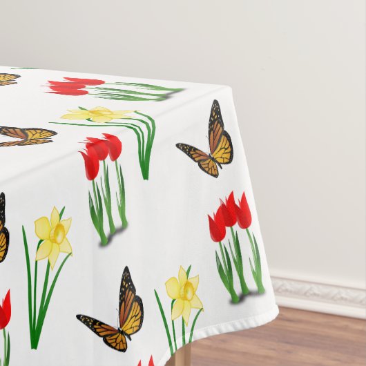 Veertulpen Daffodils en Butterflies Floral Tafelkleed (Voorbeeld)