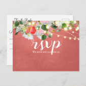 Veertulpen en Rozen| Blush RSVP Briefkaart (Voorkant / Achterkant)