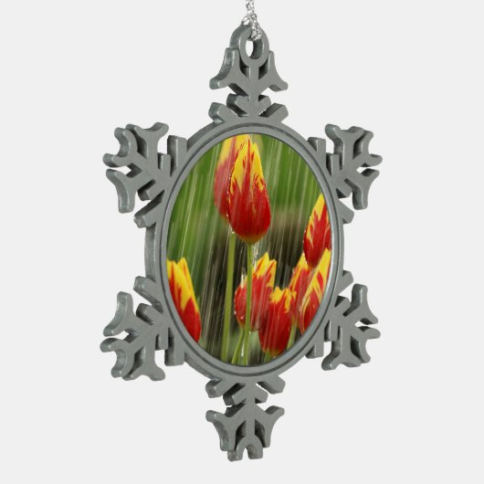 Veertulpen Tin Sneeuwvlok Ornament (Links)