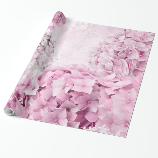 Veerventilator Hydrangea Pastel Collage Cadeaupapier (Uitgerold)