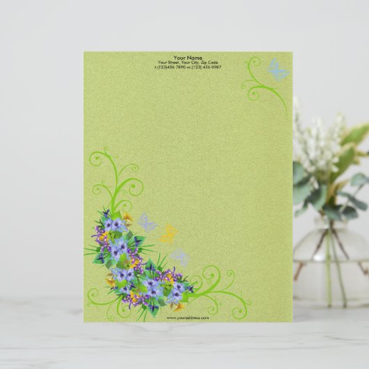 Veerventilator met Butterflies Letterhead Gepersonaliseerd Briefhoofd (Staand voorkant)