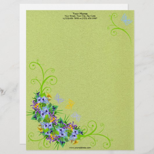 Veerventilator met Butterflies Letterhead Gepersonaliseerd Briefhoofd (Voorkant / Achterkant)