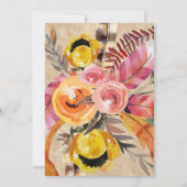 Veerveren strijken bloemen Rustic Graduc Party Kaart (Achterkant)