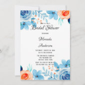 Veerverf Blauw Oranje Florals Vrijgezellenfeest Kaart (Voorkant)