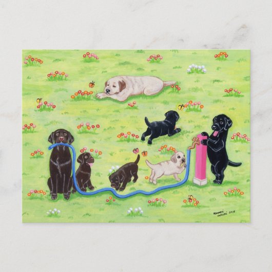 Veervloed Labradors schilderen Briefkaart (Voorkant)