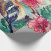 Veervogels die papierbloemen op hun vloerbedekking cadeaupapier (Hoek)